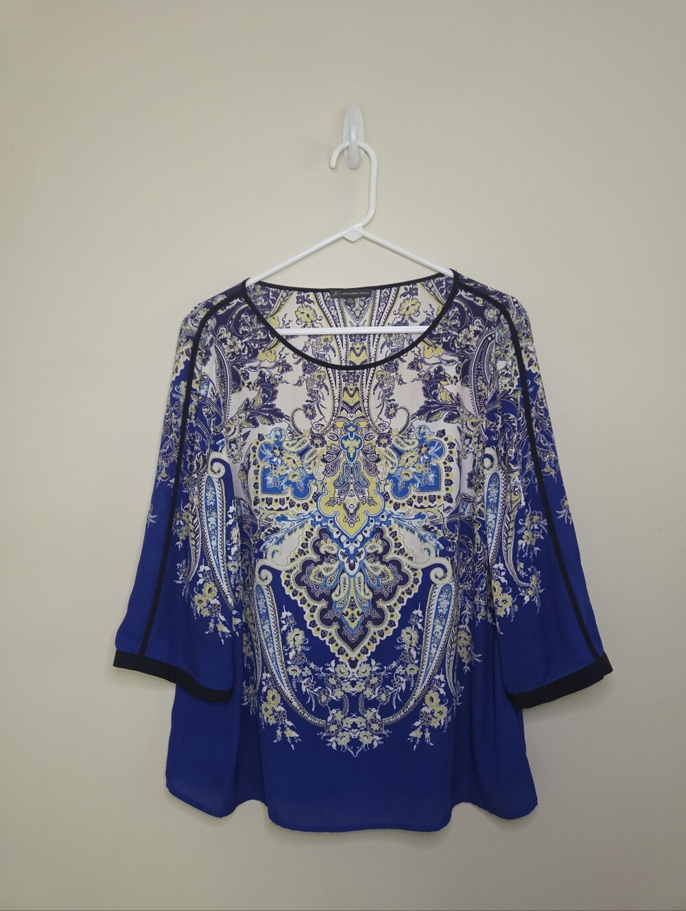 Women's Adrianna Papell 3/4 Sleeve Paisley Print Top Sz XL